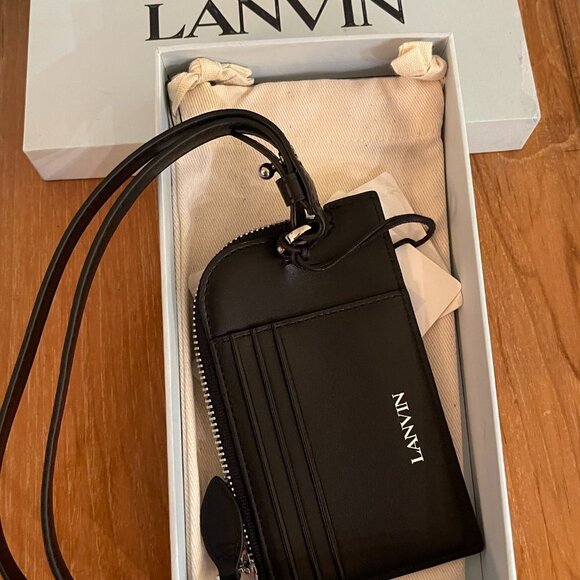 Lanvin Leather Necklace Card holder, black and white psychadelic pattern - Picture 2 of 11